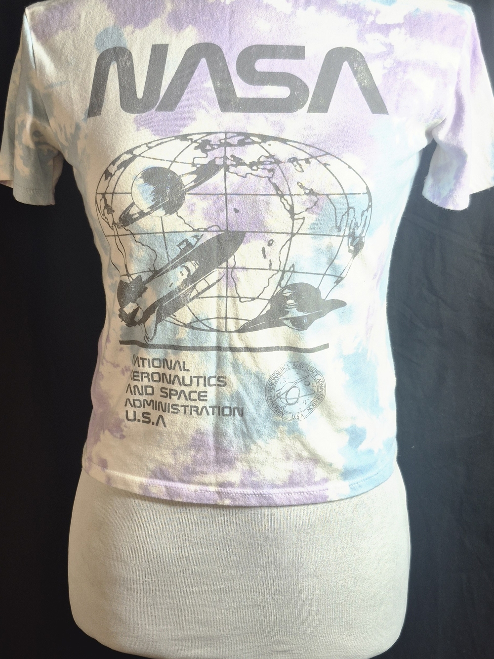 NASA Tie-Dye Crop Top - Pastel Purple & Blue